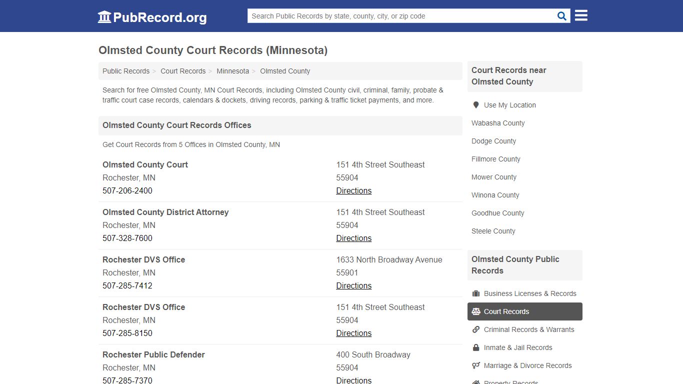 Free Olmsted County Court Records (Minnesota Court Records) - PubRecord.org